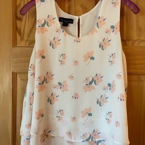 Sears Peach Floral Sleeveless Blouse